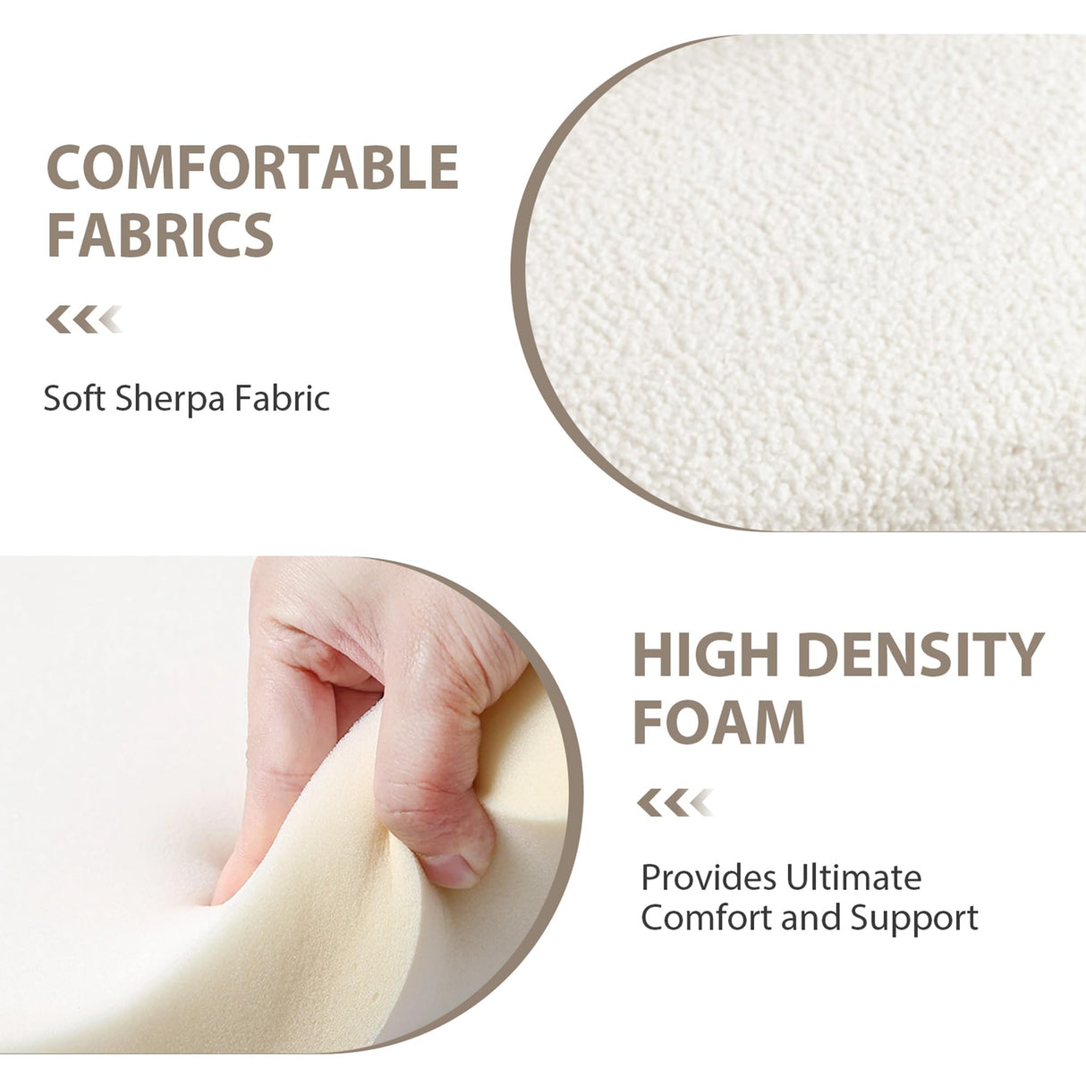 Chifee & Vingol 42.2" Oversized Swivel Accent Chair Round Barrel Chair,Sherpa,Ivory Chifee & Vingol