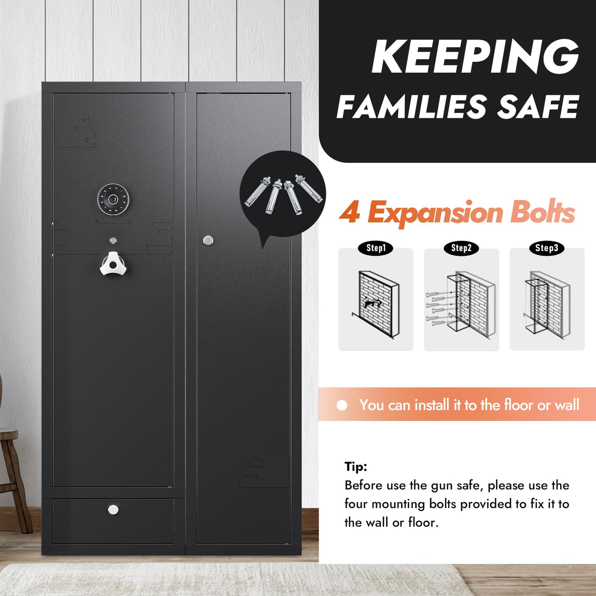 KAER 18-20 Gun Safe Gun Cabinet Large Gun Safes for Rifles and Pistols Rifle Safe for Home High Capacity Electronic Gun Cabinets for Rifles and Shotguns with Drawer,Removable Shelf KAER