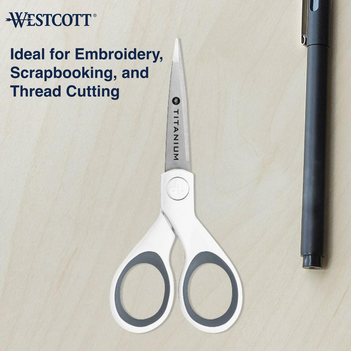 Westcott 5" Micro-Tip Fabric Scissors with Titanium-Bonded Blades - Ideal for Crafting, Sewing, and More Westcott