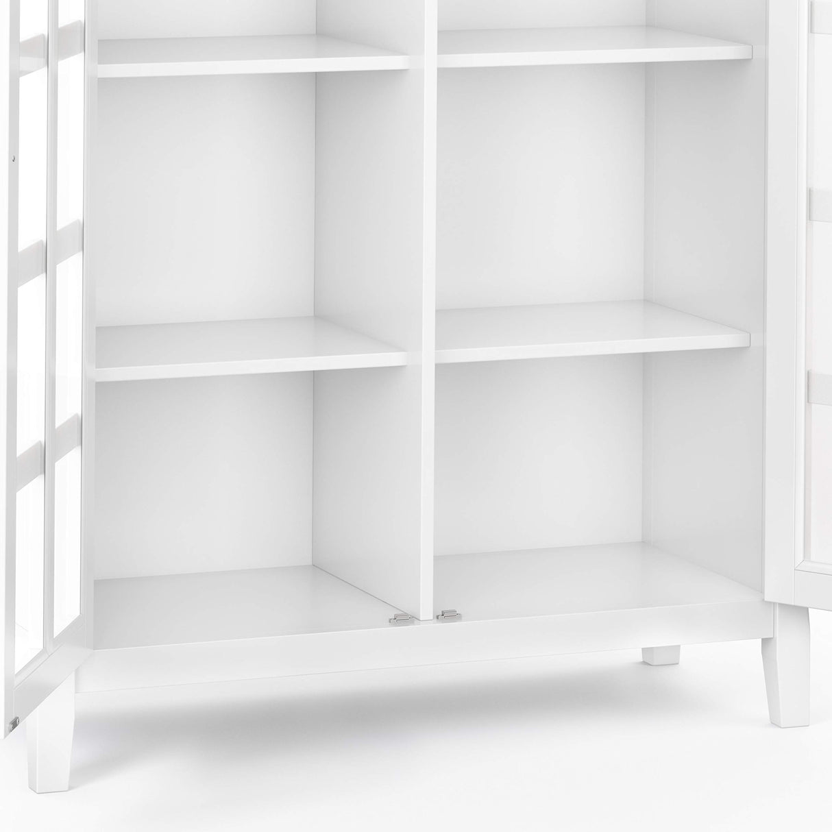 SIMPLIHOME Acadian SOLID WOOD 39 inch Wide Transitional Medium Storage Cabinet in White, with 2 Tempered Glass Doors, 4 Adjustable Shelves SIMPLIHOME