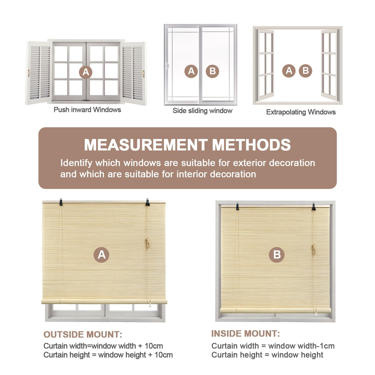 EVOZEN Bamboo Blinds - Custom Window Shades, Hand Weave Easy to Install for Indoor & Outdoor Use EVOZEN