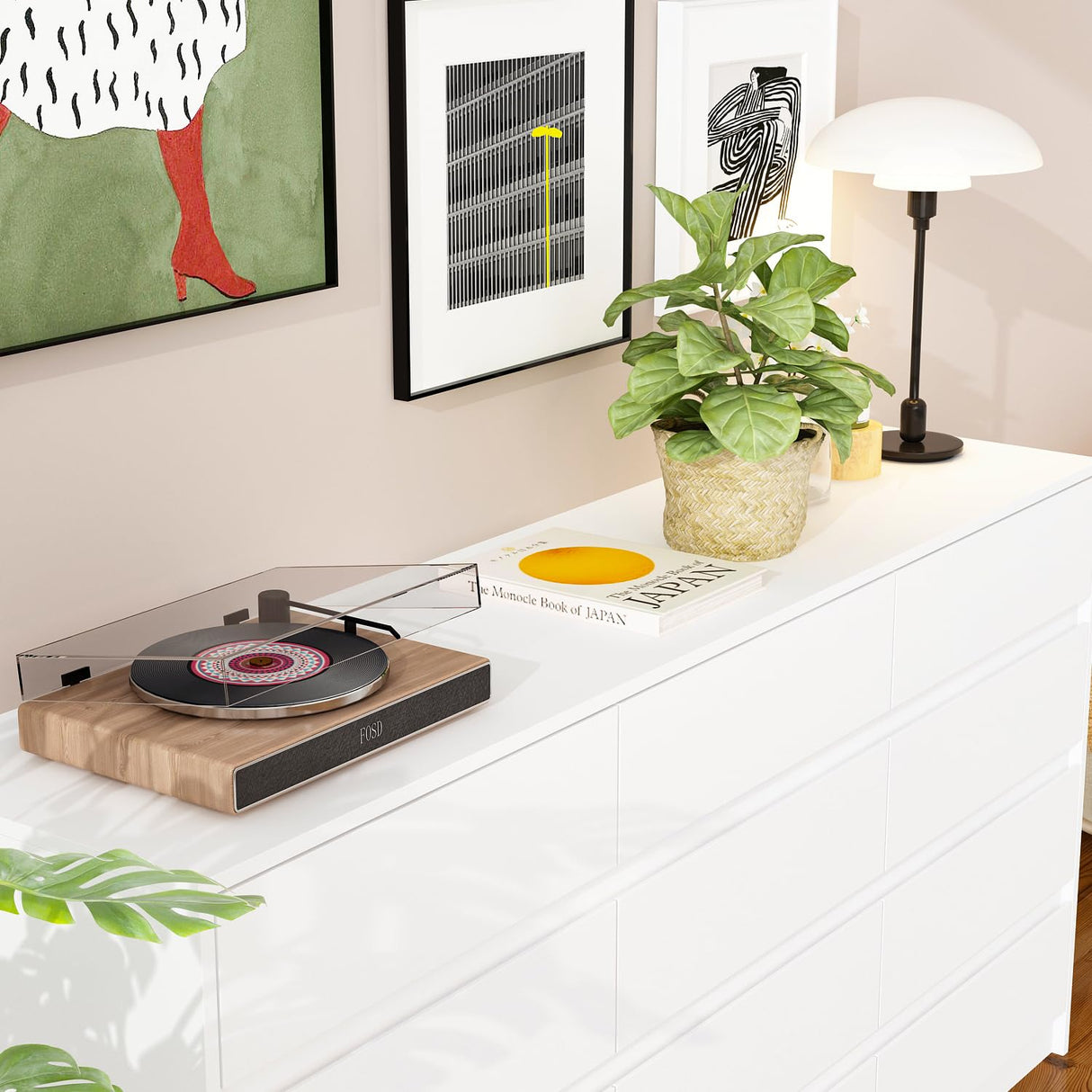 Homsee 12 Drawers Double Dresser, Modern Wood Dresser Chest of Drawers with Large Storage Space for Bedroom, White (63”L x 15.7”W x 31.9”H) Homsee