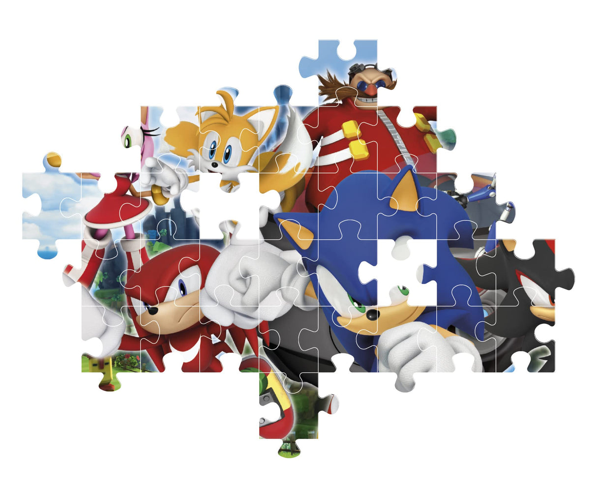 Clementoni - 27159 - Supercolor Puzzle Sonic - 104 Pieces - Jigsaw Puzzle for Kids Age 6 - Made in Italy Clementoni
