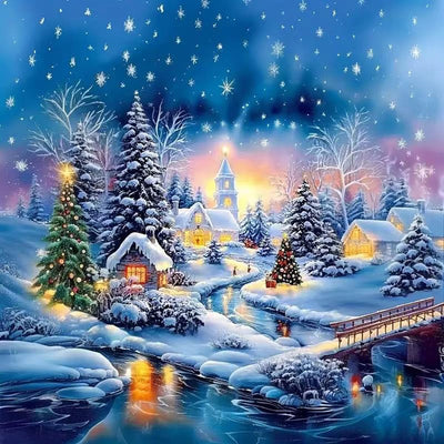 Winter Diamond Painting Kits for Adults,5D Diamond Art Kits for Adults Beginner,DIY Full Round Drill Diamond Diamond Dots Paintings Gem Art and Crafts Home Decor 13.8 x 13.8Inch