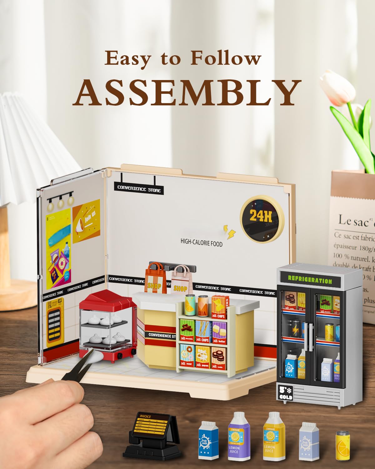 DIY Miniature House Kit, Dollhouse Kit, Miniature Kit, DIY Mini House Building Kit for Adult Teen, Plastic Tiny House Making Kit, Best Craft Hobbies Gift, Convenience Store INRATELL