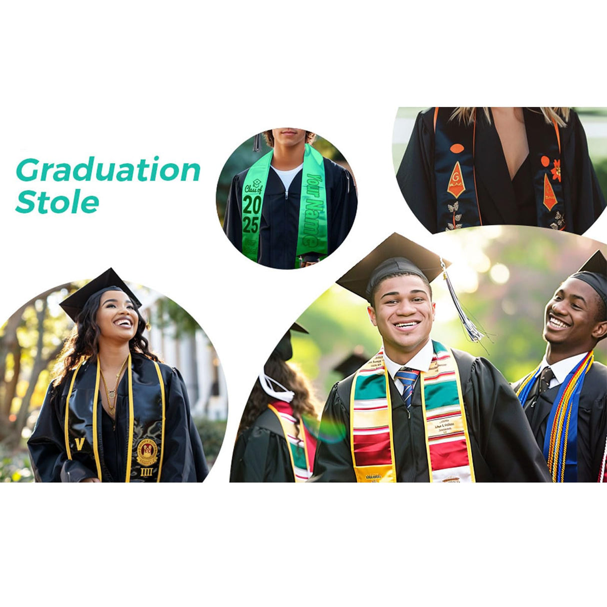 QOMOLANGMA 10PCS Sublimation Blank Graduation Stole Sash 60 in x 4.92 in Adult Bachelor Belt Double Layer Graduation Party Gift for Hear Press Transfer QOMOLANGMA