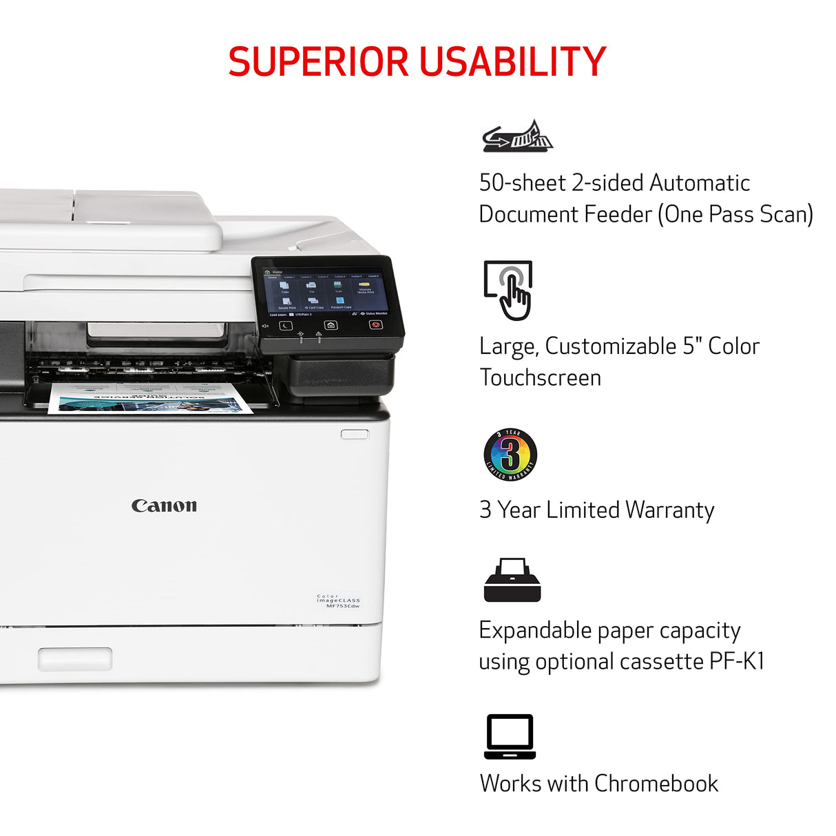 Canon® imageCLASS® MF753Cdw Wireless Laser All-In-One Color Printer Canon