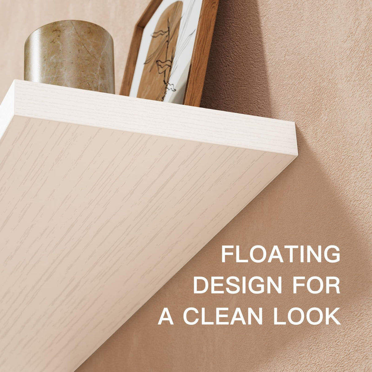 Amada HOMEFURNISHING Floating Shelves Large, 24 x 7 Inch Wall Shelves for Bathroom, Bedroom, Kitchen, Shelves for Wall Decor Set of 2, White - AMFS06 AMADA HOMEFURNISHING