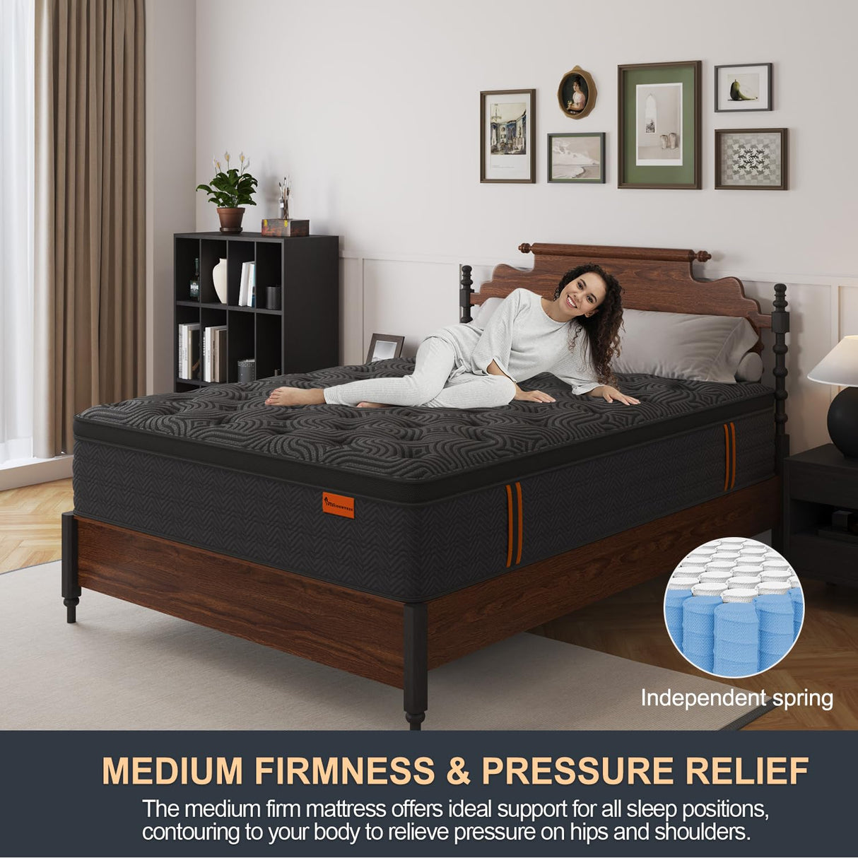 Twin Mattress, 14 Inch Hybrid Mattresses in a Box with Durable Support, Fiberglass Free, Motion Isolation & Individually Poctet, 100 Night Trial, Twin Size, Pressure Relief for Silent Sleep VISCOUNTESS