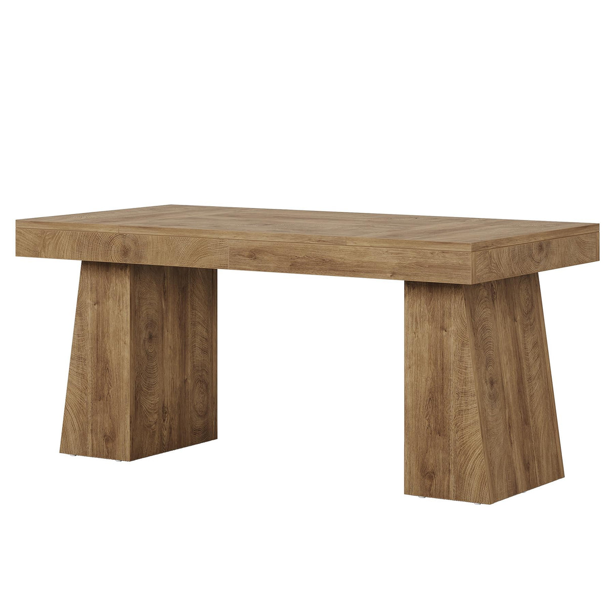 Tribesigns 55 Inches Executive Desk, Mid-Century Modern Home Office Desk, Wood Computer Table Business Workstation Small Conference Table, Light Brown Tribesigns