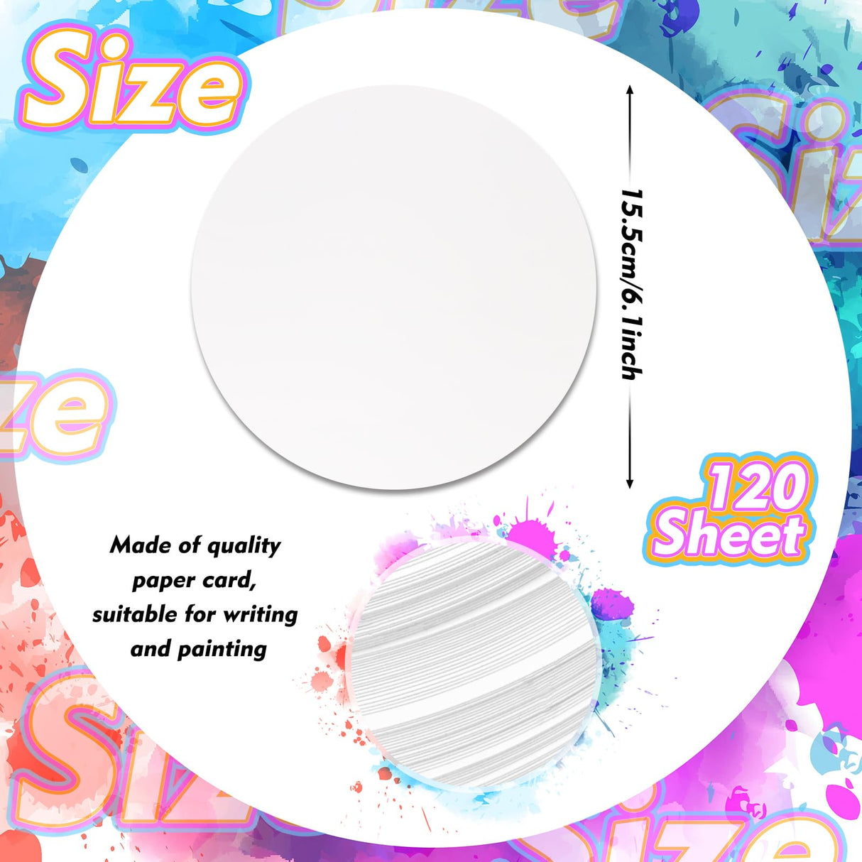 Fullhawl 120 Pcs White Cardstock Round Spin and Spiral Art Station Refill Paper 6.1 Inches Diameter Cardboard Circles for Crafts Circular Cardstock Cutouts for Paint Supply DIY Paper School Crafting Fullhawl