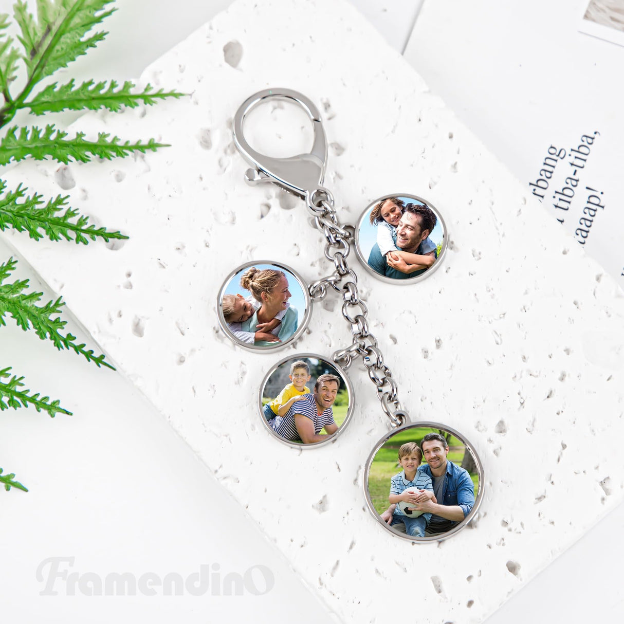 Framendino, Sublimation Blanks Metal Photo Keychains With 5 Pieces Round Heat Transfer Press Personalized Picture Key Rings Custom Keychain Customized DIY Craft Framendino