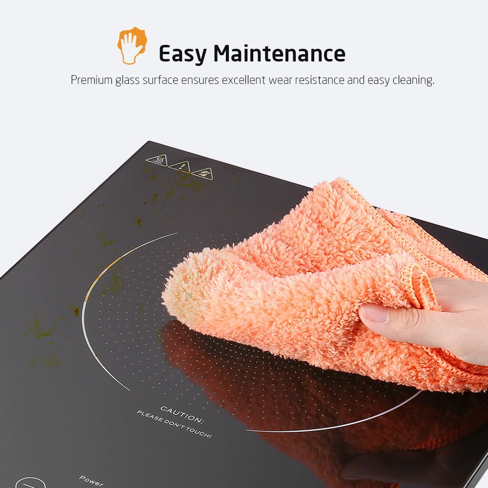 Portable Induction Cooktop, iSiLER 1800W Sensor Touch Electric Induction Cooker Hot Plate with Kids Safety Lock, 6.7" Heating Coil, 18 Power 17 Temperature Setting Countertop Burner with Timer ISILER