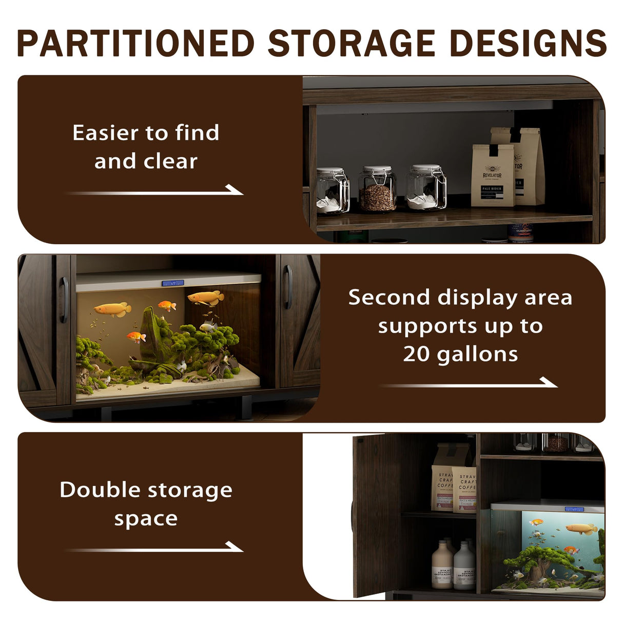 55-90 Gallon Fish Tank Stand with Power Outlets, Aquarium Stand with Cabinet, Heavy Duty Reptile Tank Turtle Terrariums Table for Fish Tank Accessories Storage, 52" L x 19.7" W, 1000LBS Capacity Pipleo