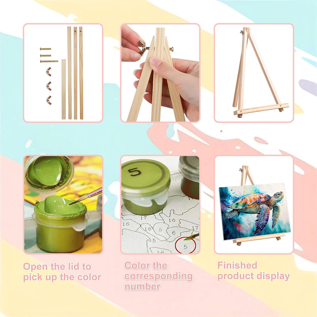 Sea Turtle Paint by Numbers for Adults with Framed Canvas-with Wooden Easel,Turtle Paint by Number on Canvas,DIY Acrylic Oil Painting Kits with Brushes Nice Gift Box for Home Wall Decor(16x20inch) xackcme