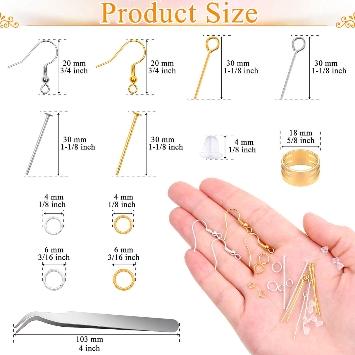 Hypoallergenic Earring Making Kit, modacraft 2000Pcs Earring Making Supplies Kit with Hypoallergenic Hooks, Earring Findings, Backs, Pins Jump Rings for Jewelry Making Supplies Modacraft