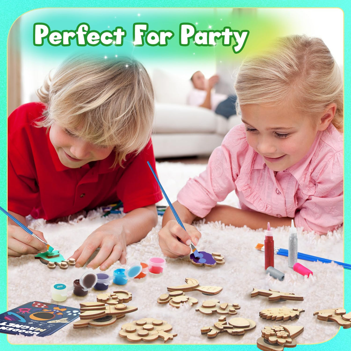 Byncceh DIY Wooden Magnets, 40 pcs Magic Magnetic Paint Set, Wood Arts and Crafts Painting Kit for Kids, Make Your Own Fridge Magnets Craft Kits Party Favors Gifts Toys for Girls Boys Ages 6-8 8-12 Byncceh