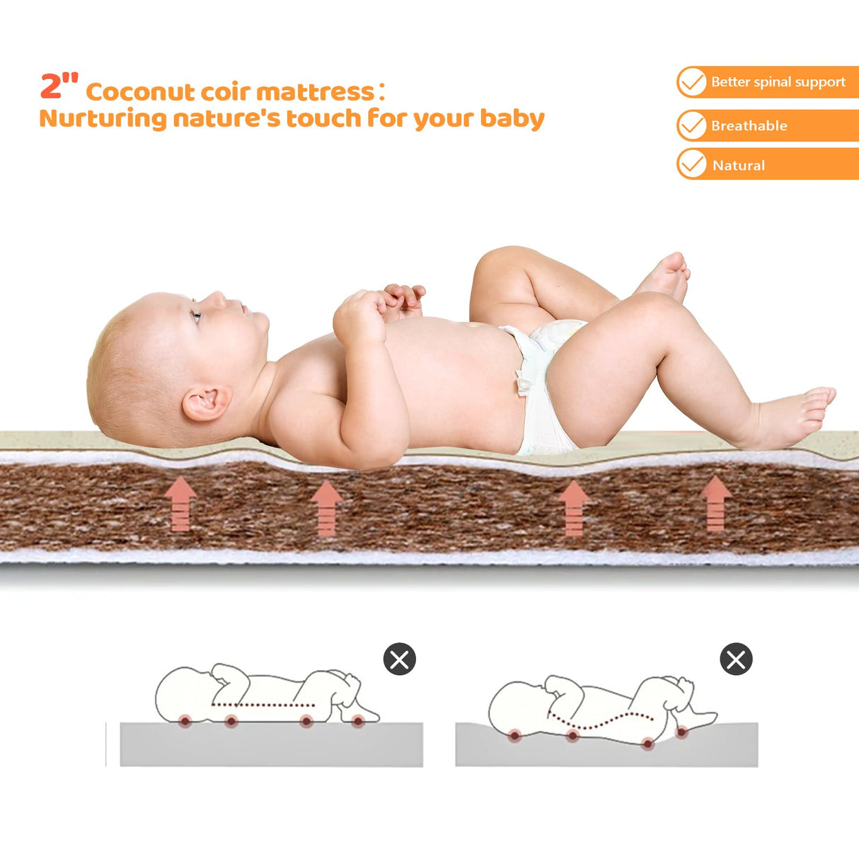 JOYMOR 8-in-1 Convertible Crib with 2" Mattress, Convert from Bassinet, Mid Crib to Full Size Crib, Height Adjustable, Easily Convert to Toddler Bed JOYMOR