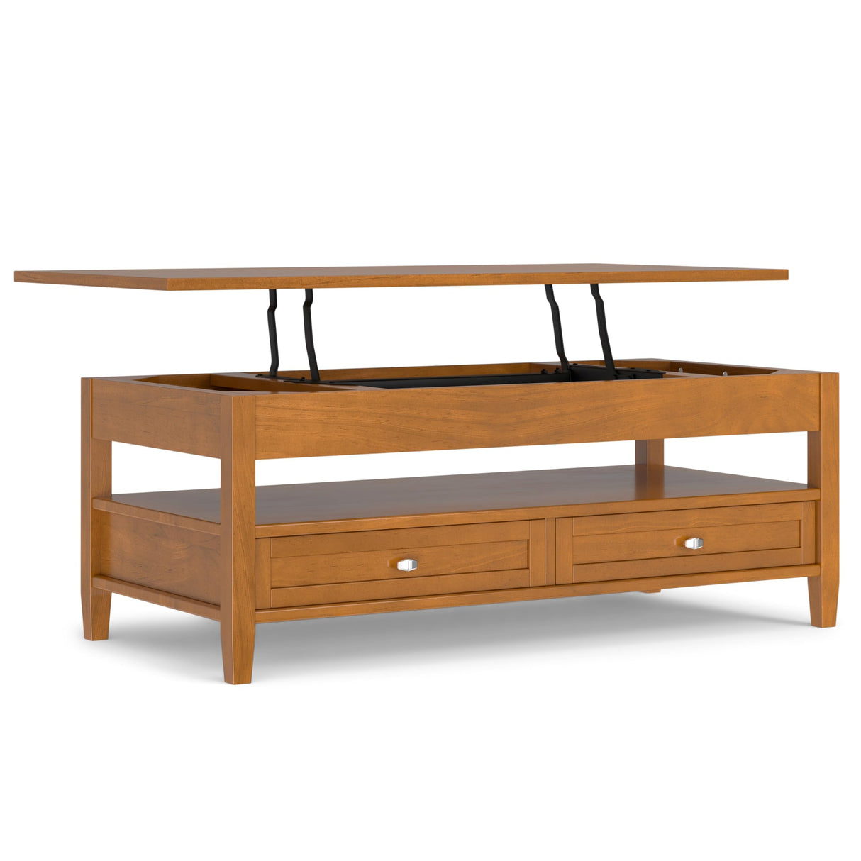 SIMPLIHOME Warm Shaker SOLID WOOD Wide Rectangle Transitional Lift Top Coffee Table for The Living Family Room, 48 inch, Light Golden Brown SIMPLIHOME