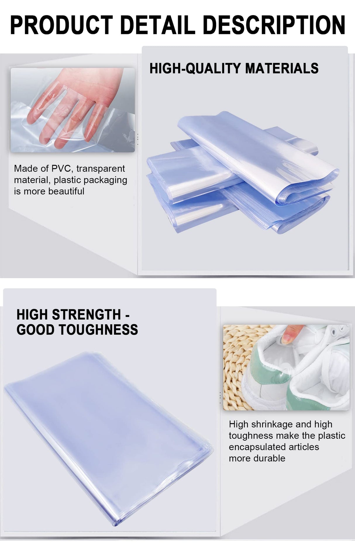 Heat Shrink Bag-Hoatai 12x18"Professional Grade Heat Shrink Wrap is Used to Store Wrap Embellished Items for Longer Life - Industrial Grade Shrink Wrap Bags Transparent and Odorless(100 Pcs) Hoatai
