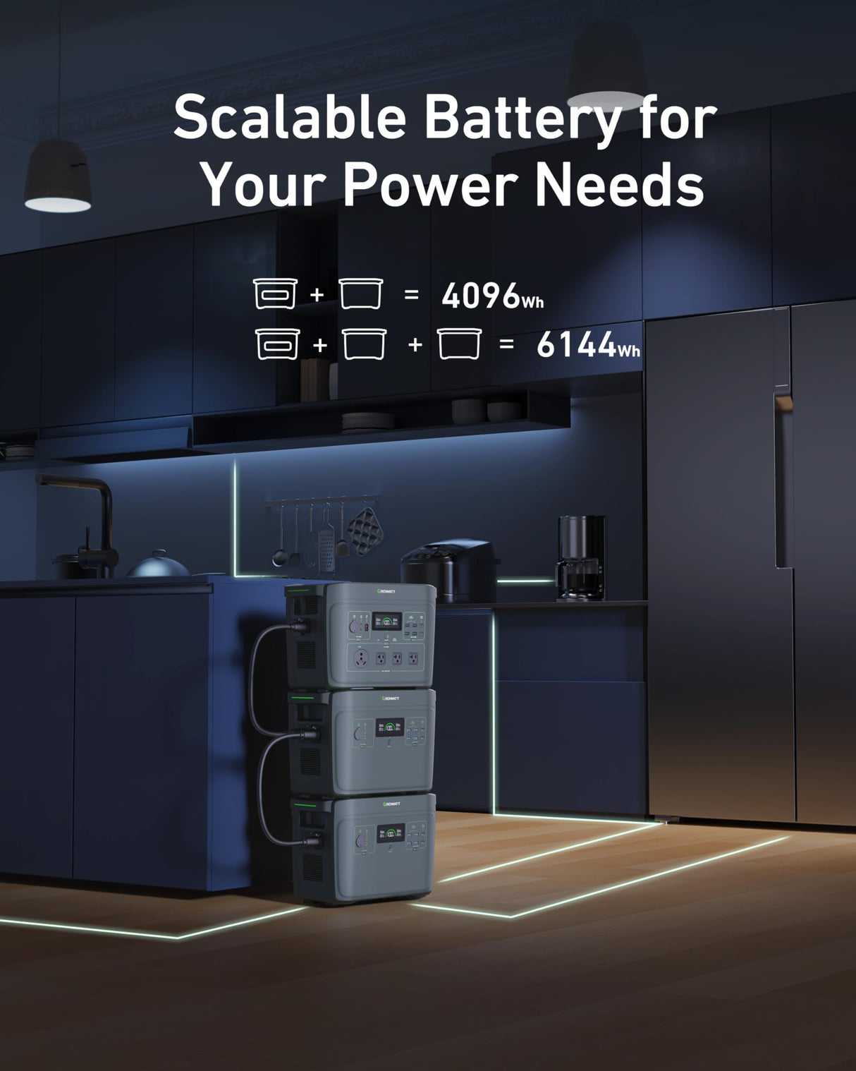 GROWATT Portable Power Station: Infinity 2000 Solar Generator 2048Wh LifePO4 Battery 2200W AC Output Expandable to 6144Wh,1.6H Fast Charging, for Home Use, Outdoor Camping, RV and Emergency Backup GROWATT