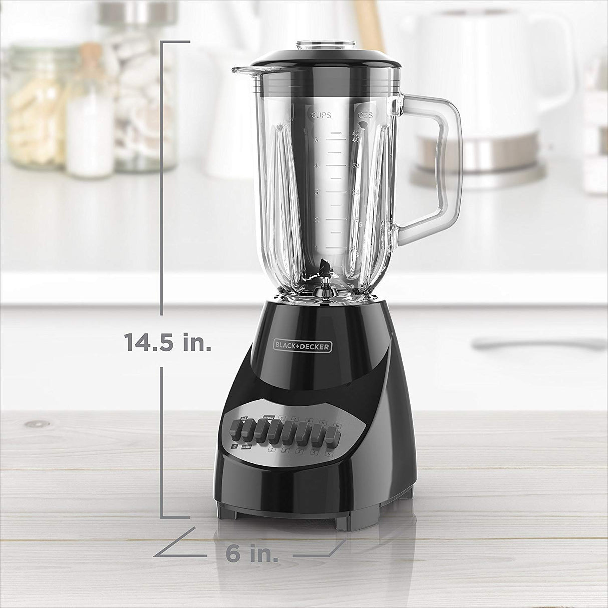 BLACK+DECKER 10-Speed Countertop Blender, BL2010BG, 6-Cup Glass Jar, Dishwasher-Safe, Stainless Steel Blade, Suction Feet BLACK+DECKER