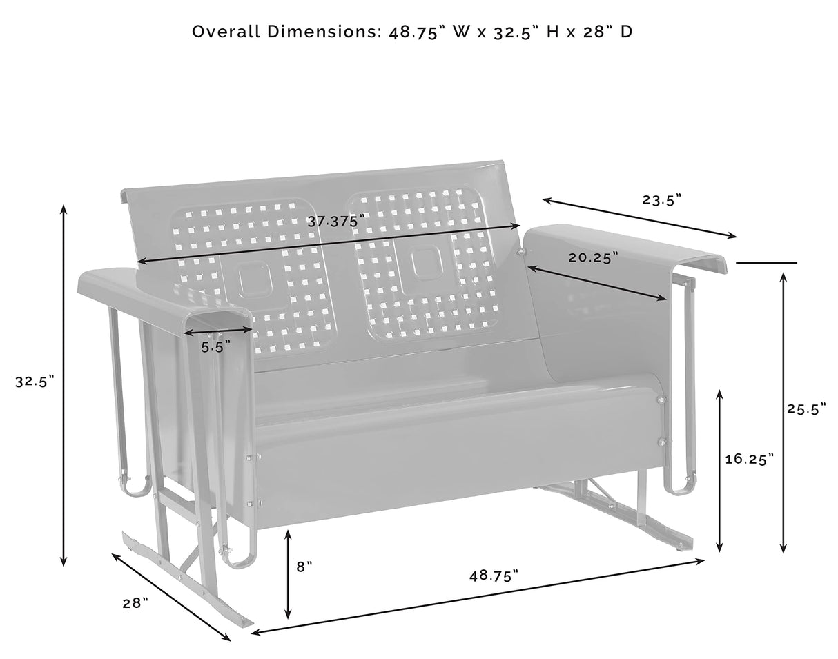 Crosley Furniture CO1024-TU Bates Retro Metal Outdoor Loveseat Glider, Turquoise Gloss Crosley Furniture