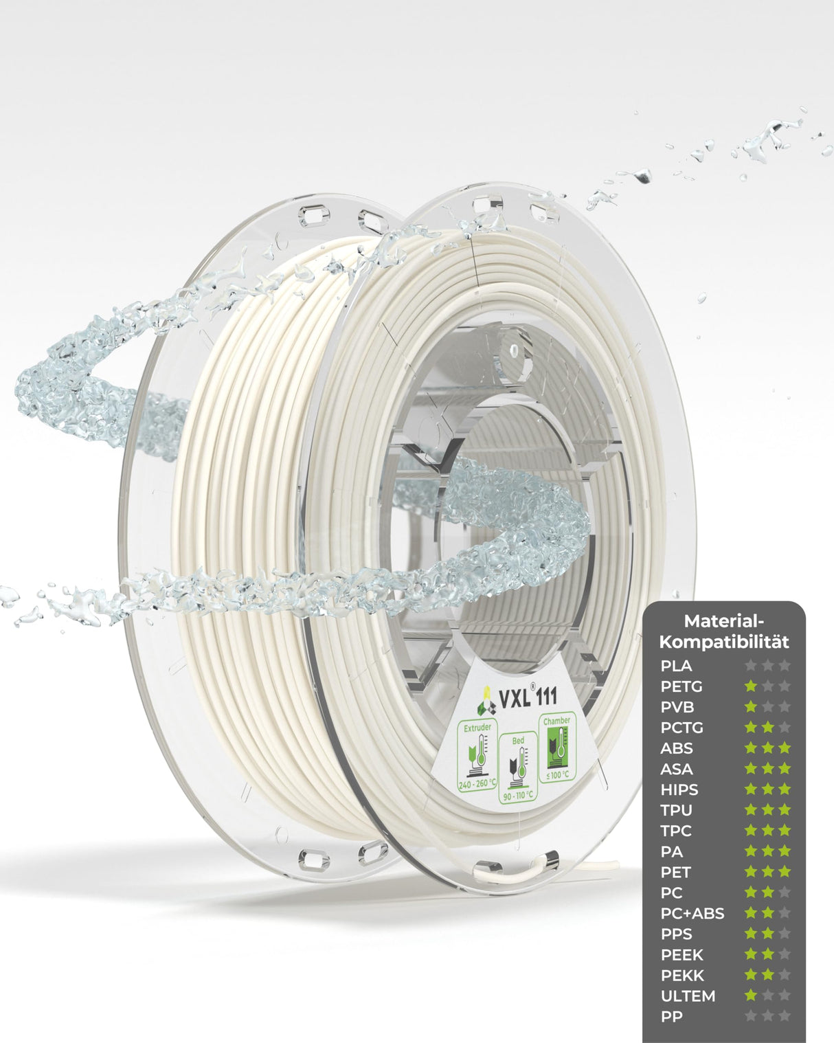 Xioneer 3D Printer Filament - VXL 111 Soluble Support Material - Better Than PVA, BVOH - Strong Adhesion to ABS, PA, PET and More - Clog Free Printing, Easy to Store (Ø 1.75 mm, 100 g) Xioneer