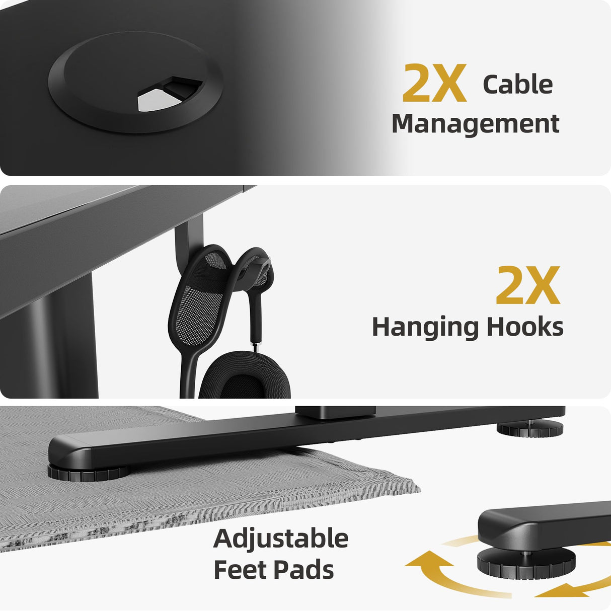 INNOVAR Electric Standing Desk, Adjustable Height Stand up Desks, 48 x 24 Inches Sit Stand up Desk for Home Office Computing, 3-Preset Memory Height Ergonomic Rising Desks, Black INNOVAR