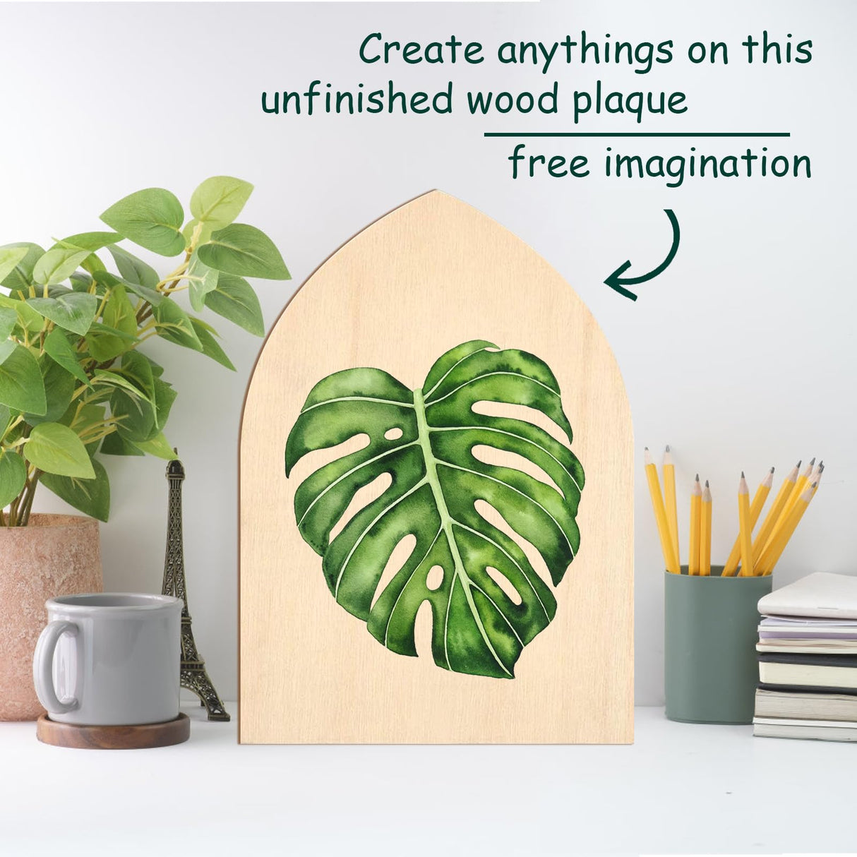 MineIdea 12 Pack Unfinished Gothic Arch Wood Plaque, 5" x 7" Unfinished Wood Arch Crafts DIY Wood Gothic Plaque, Unfinished Arch Wood Boards for Crafts DIY Wood Projects MineIdea