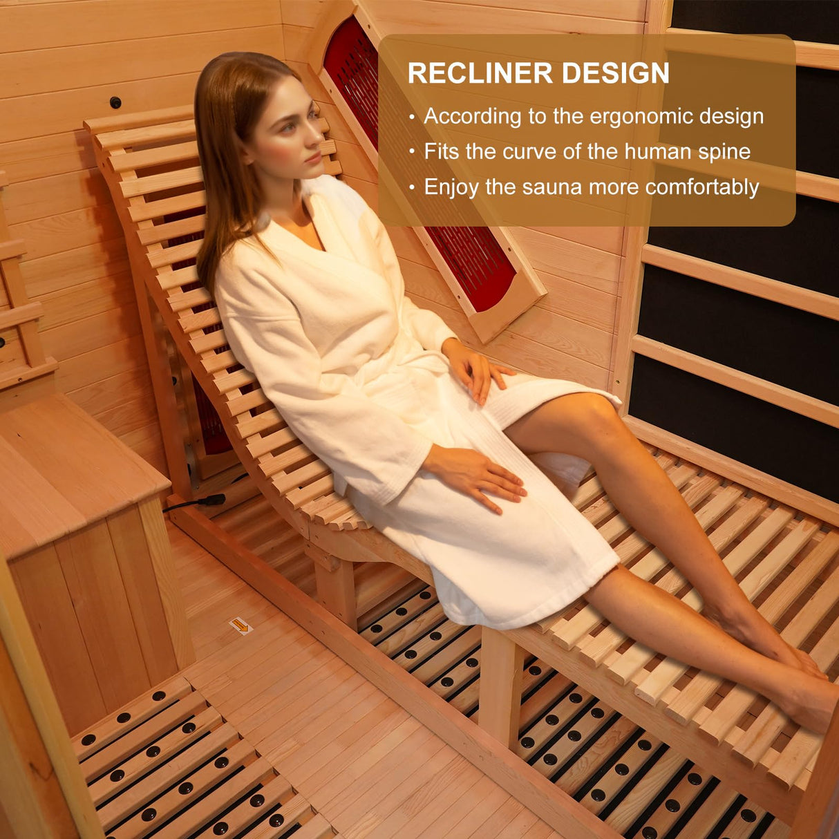 Far Infrared Wood Sauna, 1 or 2 Person Home Canadian Hemlock Luxurious Wooden Traditional Indoor Sauna, 2300W Spa Room with Recliner, 8 Heating Element, Bluetooth Speaker, Lights, Oxygen Bar TaTalife