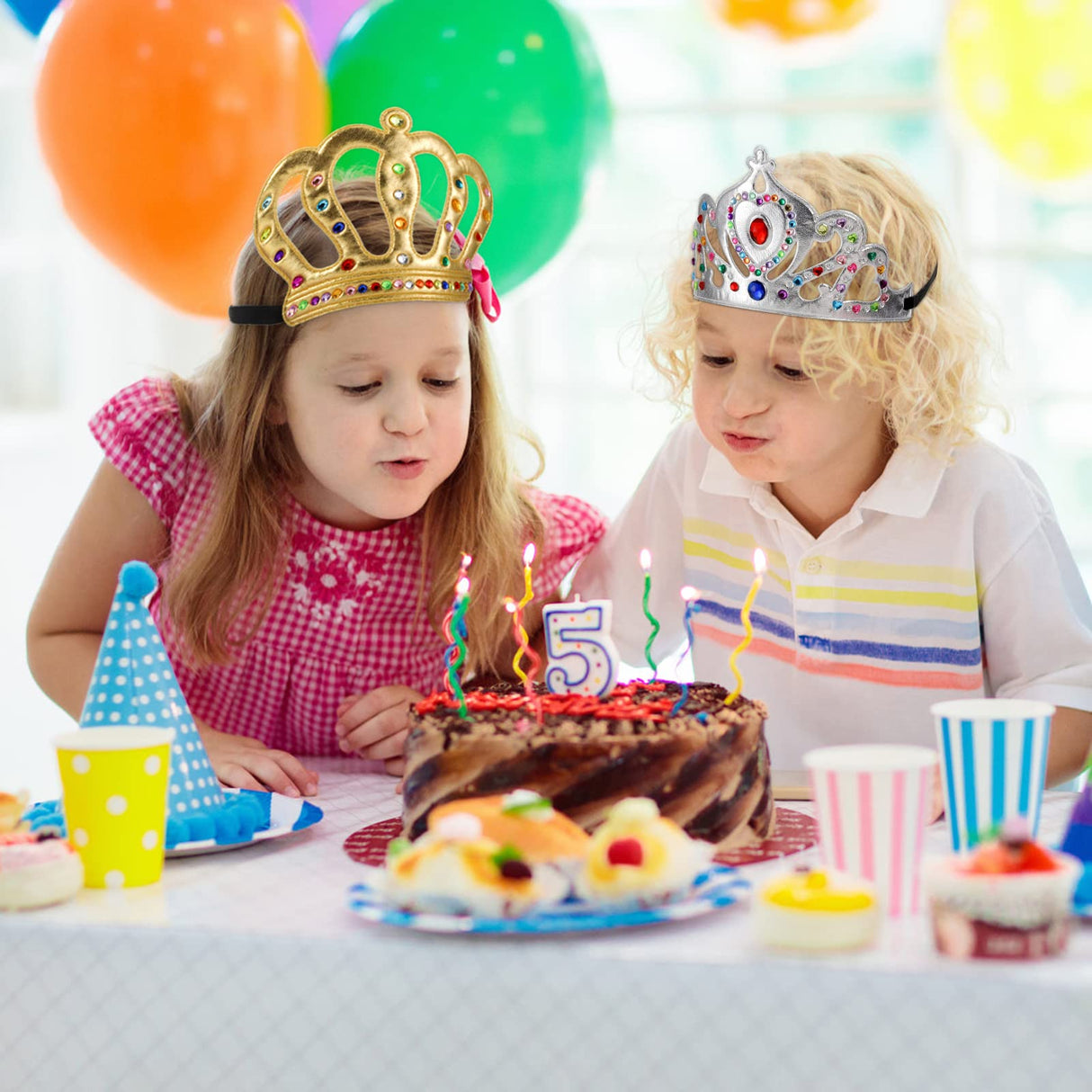 Frcctre 24 Pcs Foam Crowns Set, DIY Foam Princess Tiaras and Crown, Make Your Own Crowns Set with Crystal Diamond Sticker Birthday Party Decoration Favor Supplies for Kids and Adults Frcctre