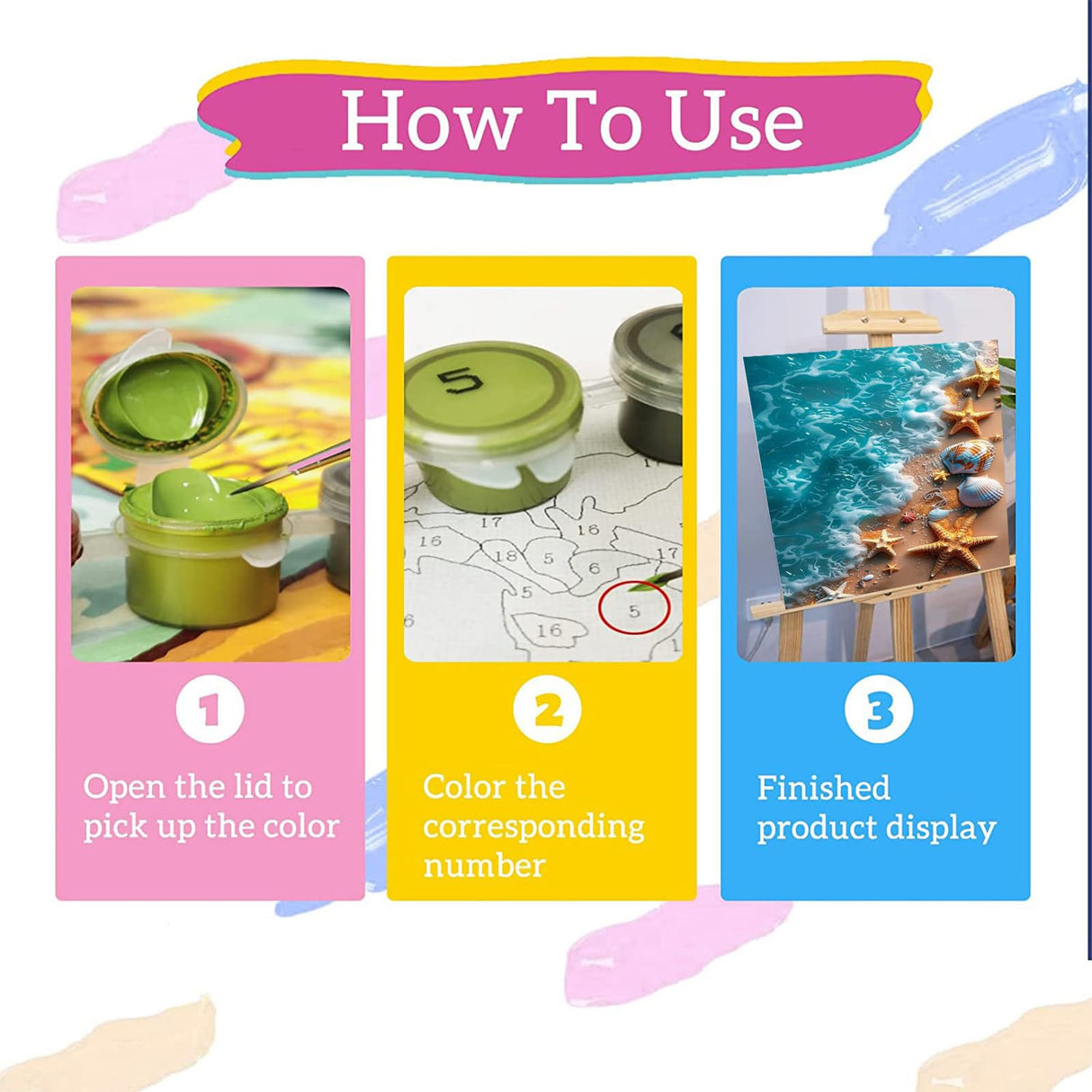 xackcme Beach Paint by Numbers for Adults - Starfish Paint by Number on Canvas Without Frame, DIY Seashell Oil Painting for Gift Home Wall Decor (16x20 inch) xackcme