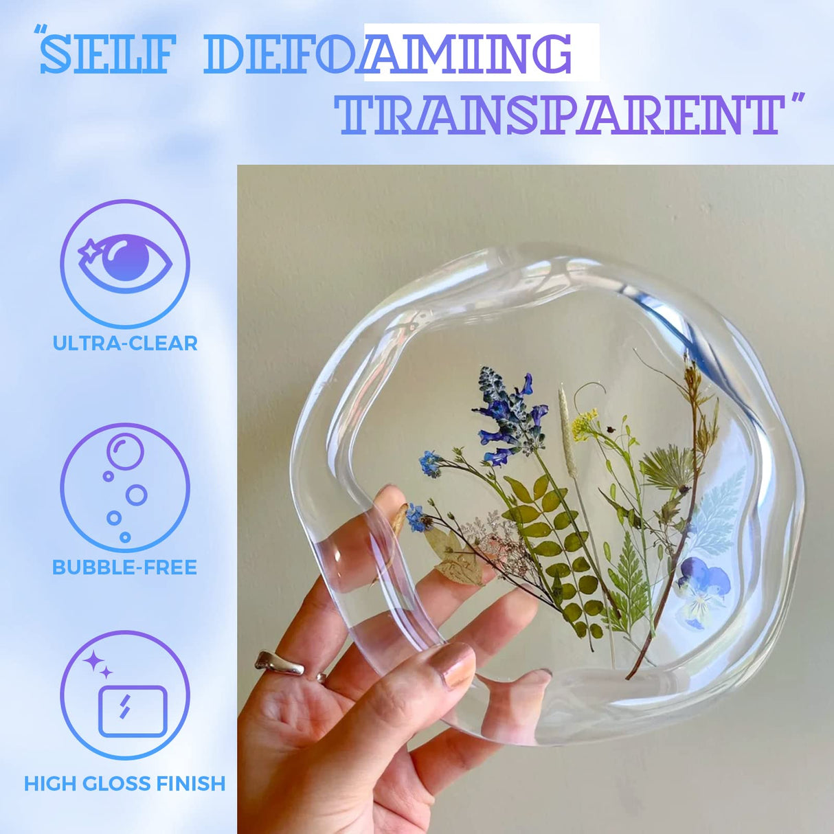 Vida Rosa Epoxy Resin Kits for Beginners with molds,dried flower,600ml/ 21.16oz Crystal Coating for Art, Craft, Jewelry Making, River Tables,2 Gloves, 2 Measuring Cup and 2 Wooden Sticks VidaRosa