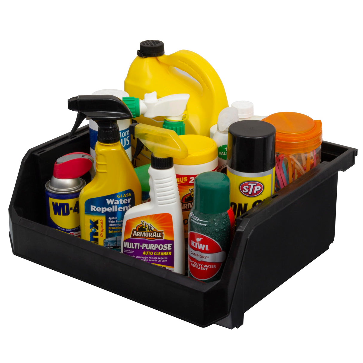 ReadySpace Plastic Containers for Organizing and Storage Bins for Closet, Kitchen, Office, Garage or Pantry Organization, Stackable Bins, Extra Large (14.8" x 16.5" x 7"), 4-Pack, Black ReadySpace