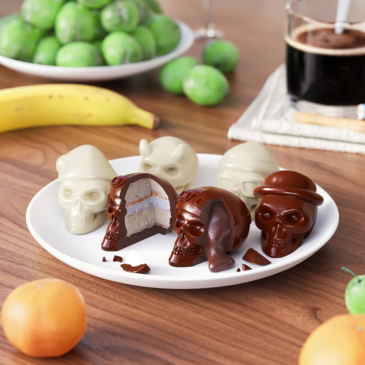 Readaeer Skull Silicone Molds, 3D Skull Molds, 6 Style Large Silicone Molds for Resin, Ice, Chocolate, Soap, Clay, Candle Wax Casting, Halloween Home Decoration READAEER