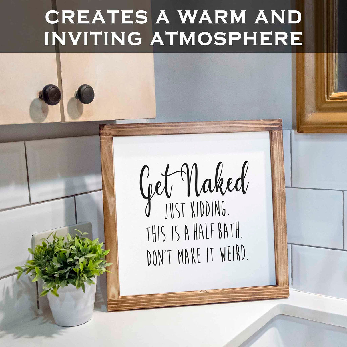 Get Naked Sign For Bathroom Decor Wall 12x12 Inch - Rustic Bathroom Get Naked Just Kidding This is a Half Bath, Bathroom Signs Decor Farmhouse MAINEVENT