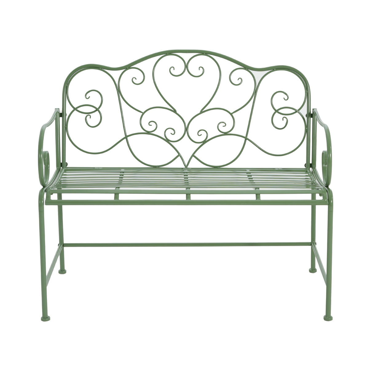 Christopher Knight Home Layon Iron Outdoor Bench, Patio Loveseat for 2 People, Durable Garden Bench with Floral Pattern Backrest, Slatted Seat for Park/Yard, Spacious Outdoor Seating, Matte Green Christopher Knight Home