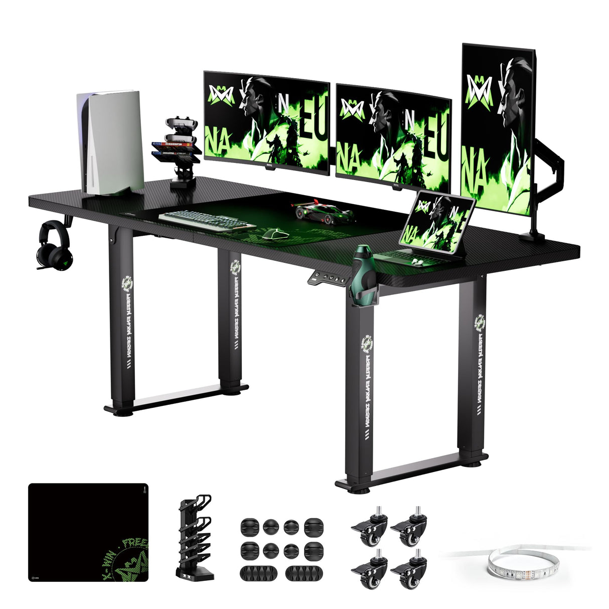 Klobel X-Win Electric Height Adjustable Standing Desk, 71" x 31.5" Inch 4-Leg Ergonomic Sit to Stand Desk, Powerful Dual Motor Work Desk with Locking Klobel