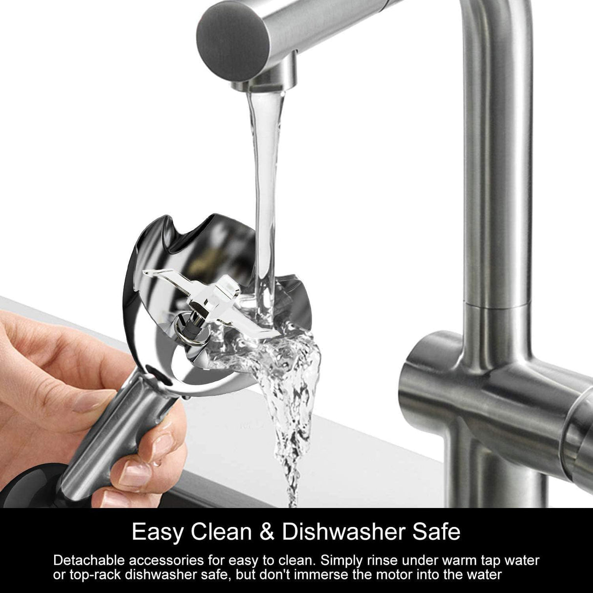 MegaWise Pro Titanium Reinforced 3-in-1 Immersion Hand Blender, Powerful Copper Motor with 80% Sharper Blades, 12-Speed Corded Blender, Including Dish Washer Safe Whisk and Milk Frother MEGAWISE