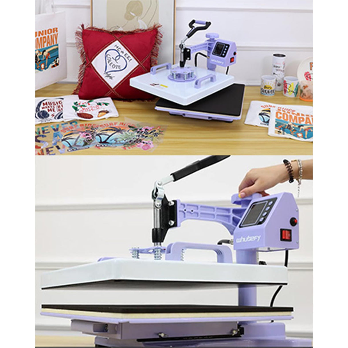 Whubefy Heat Press 15x15, Heat Press Machine for Shirts, Pro 8 in 1 Heat Press w/11-30 oz Tumbler Press, Heat Press Machine Combo Fast & Even Heating, 360°Swing Away Sublimation for Hat Cap Mug Plate Whubefy