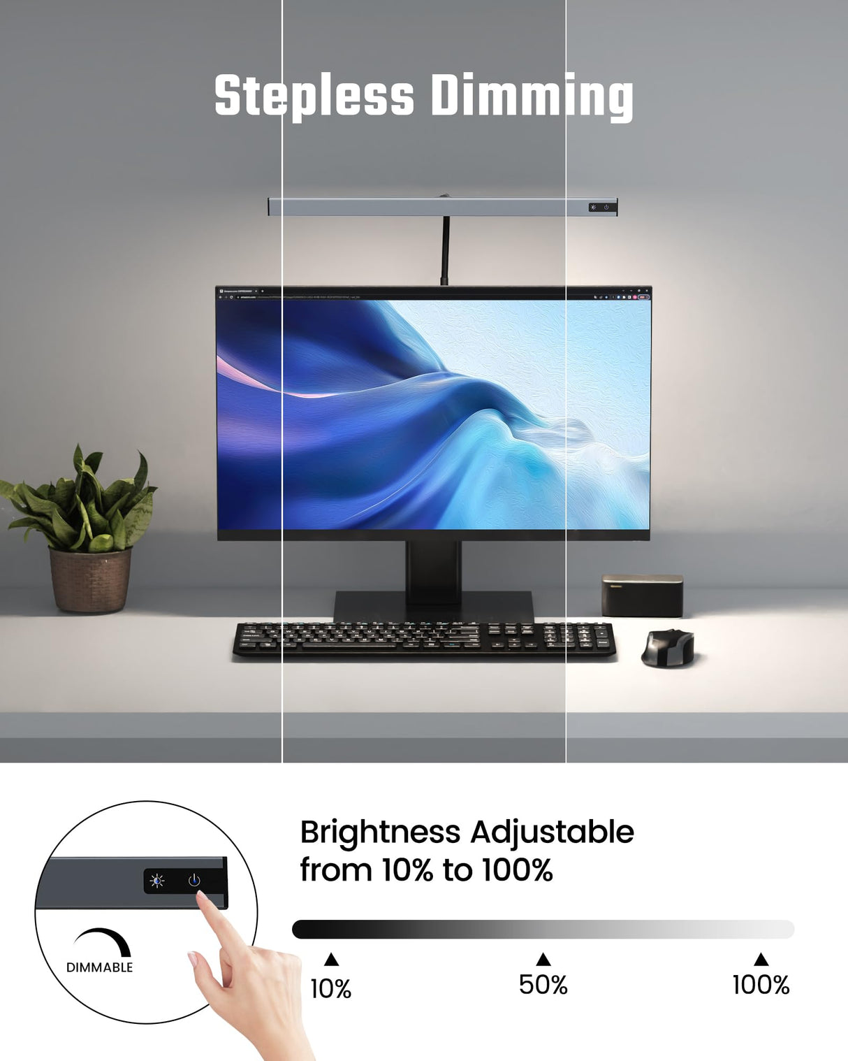 SUPERDANNY LED Desk Lamp for Office Home, Eye-Caring Desk Light with Adjustable Gooseneck, 12W Touch Control Dimmable Brightness, Architect Clamp SUPERDANNY