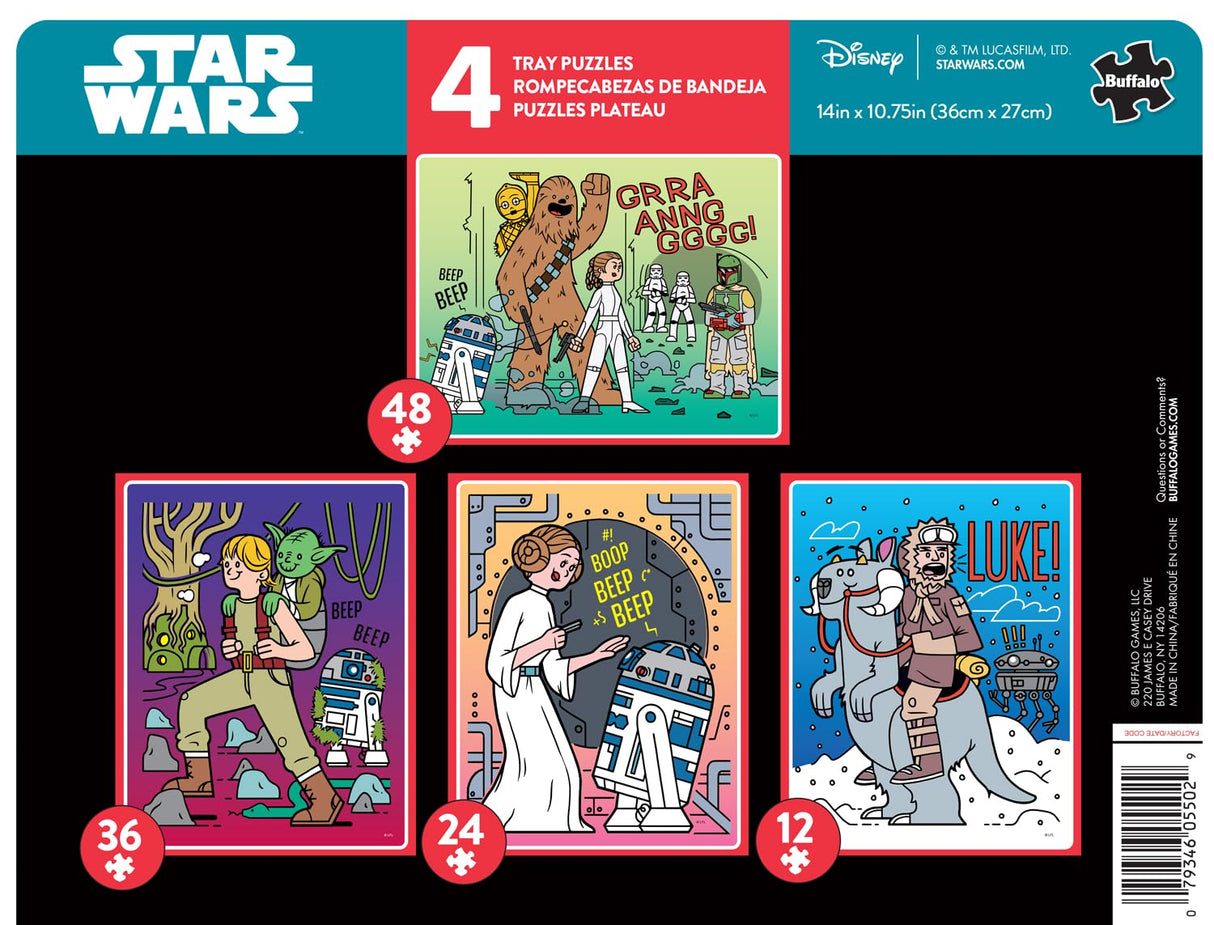 Buffalo Games - Star Wars - Four 12-48 Piece Puzzle Board Preschool Tray Puzzles - Finished Puzzle Sizes are 14 x 10.75in Buffalo Games
