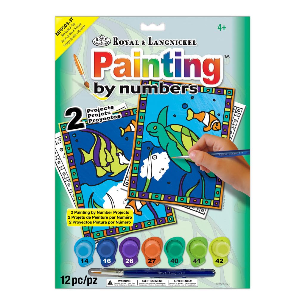 Royal Brush My First Paint By Number Kit 8.75 by 11.375-Inch-Sea Turtle and Fish, 2/projects(422094) Royal & Langnickel