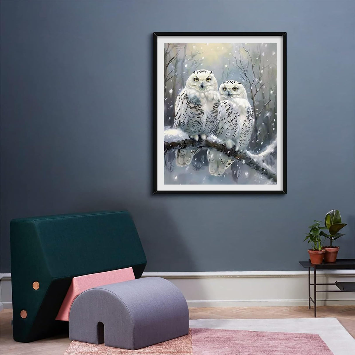 LAENAKR Owl Paint by Numbers Kit for Adults Winter Paint by Numbers, DIY Hobbies for Women Adult Crafts Canvas Paintings with 3 Brushes and Accessoriess, Home Wall Decor Gifts 16x20in Without Frame LAENAKR