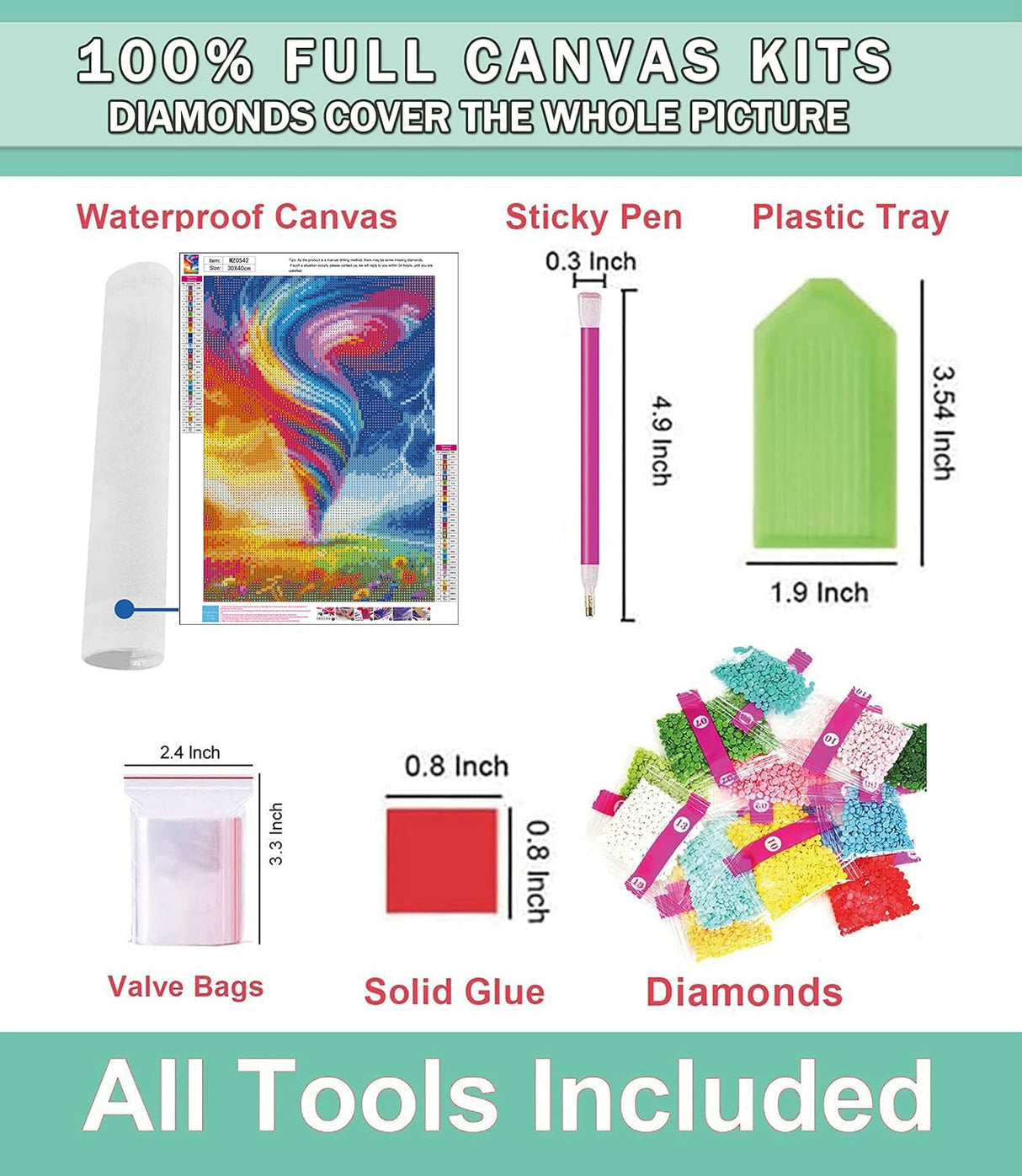 Lophomie Diamond Art Kits for Adults, 5D DIY Rainbow Storm Diamond Painting Kits for Adults Beginners, Diamond Dots Kits Gem Arts Crafts for Home Wall Decor 12x16 Inch Lophomie
