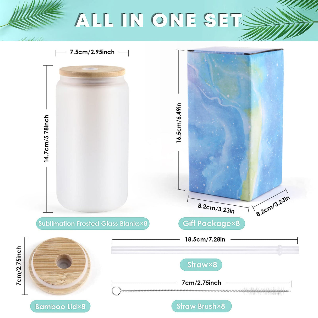 HTVRONT Auto Tumbler Heat Press Machine with 8 Pack Frosted Sublimation Glass Blank with Bamboo Lid HTVRONT