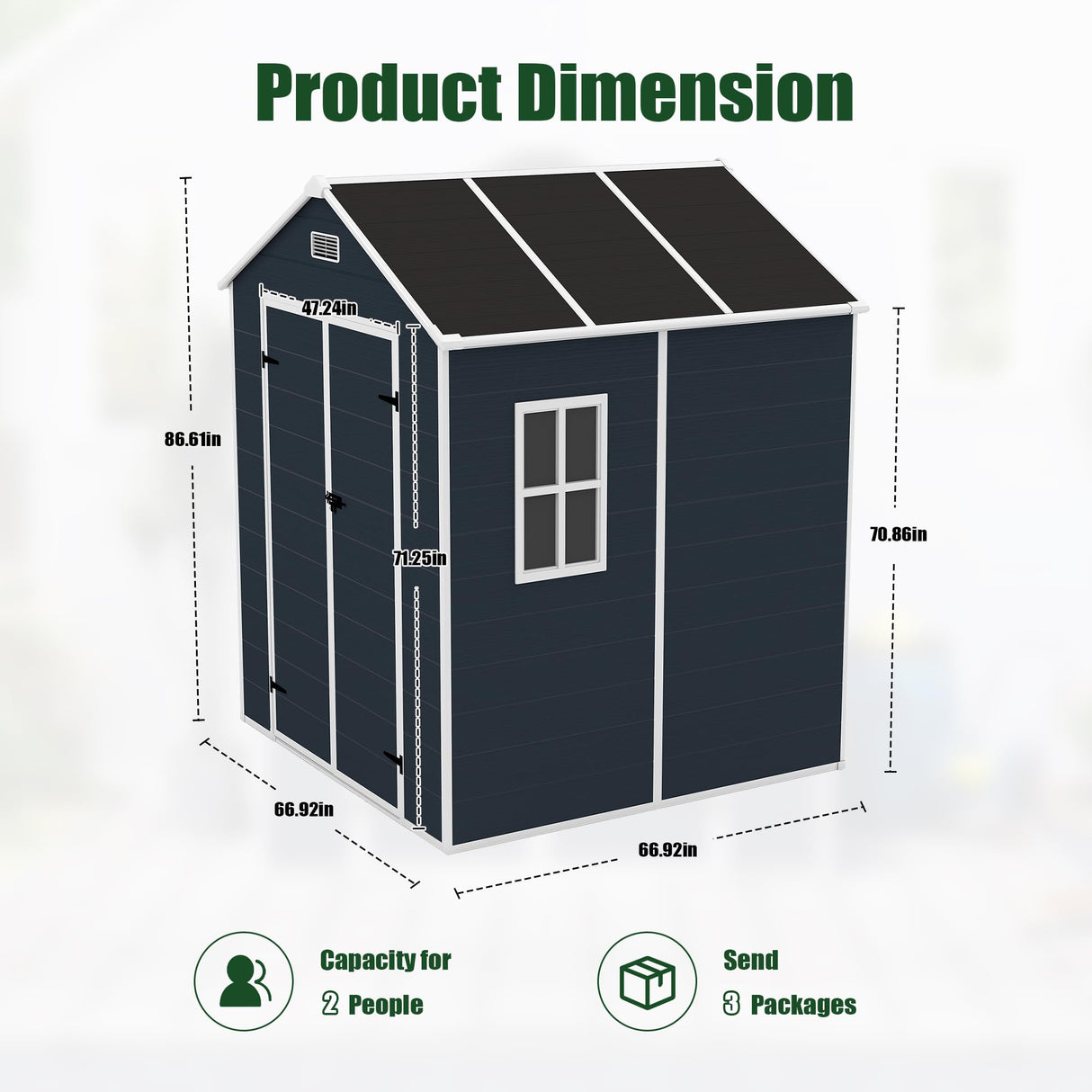 Outdoor Storage Shed 6x6 FT, Resin Shed with Floor & Window, Lockable Door, Vents, Outside Sheds & Garden Shed for Patio Furniture, Gardening Tools, Pool Equipment (Dark Gray, 6 * 6ft) OUEEEDD