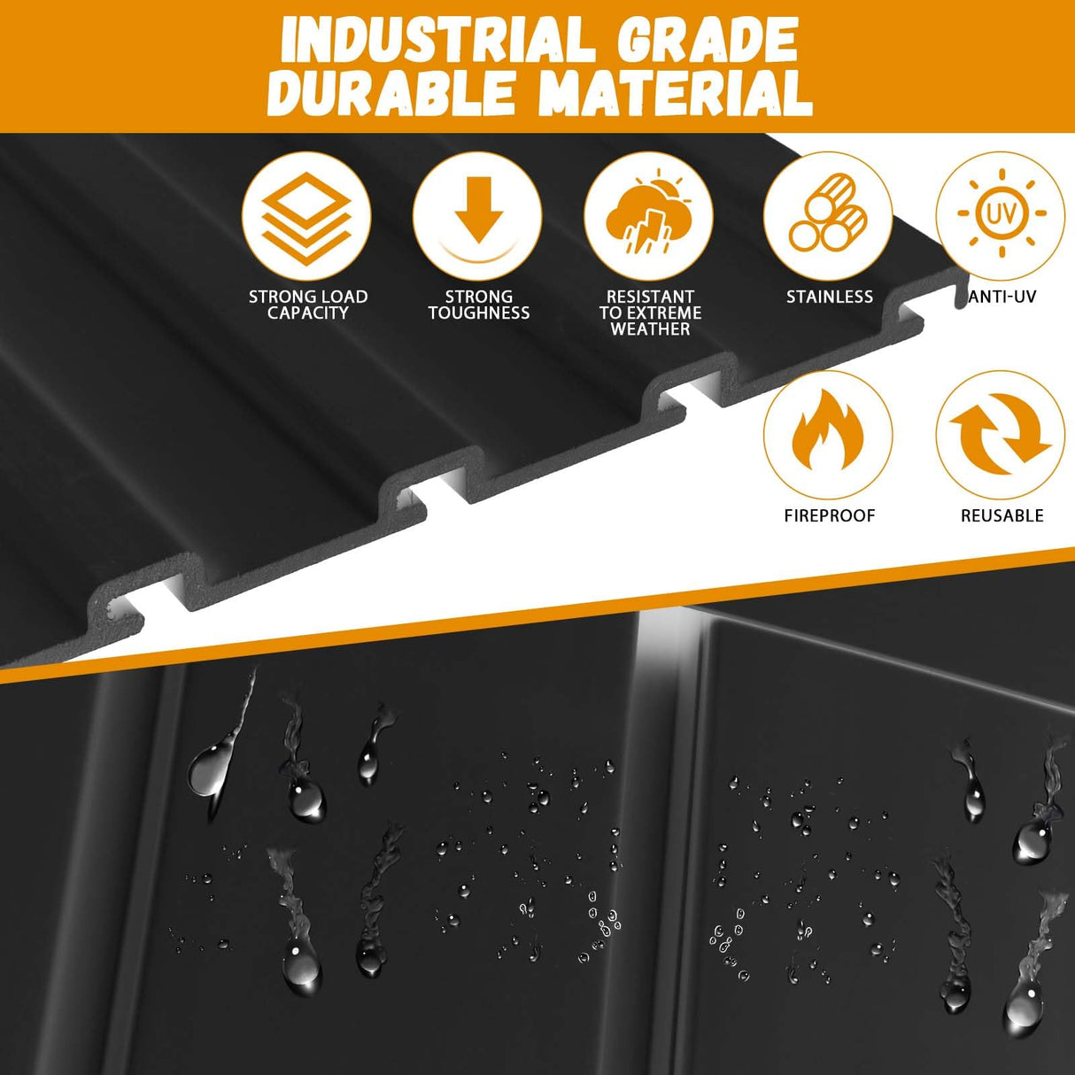 Landical PVC Slat Wall Panels 4 x 8 ft, 8 Panels, Organizer Storage System Slatwall for Wall Tool Organization Peg Board Storage Rack, Black Landical