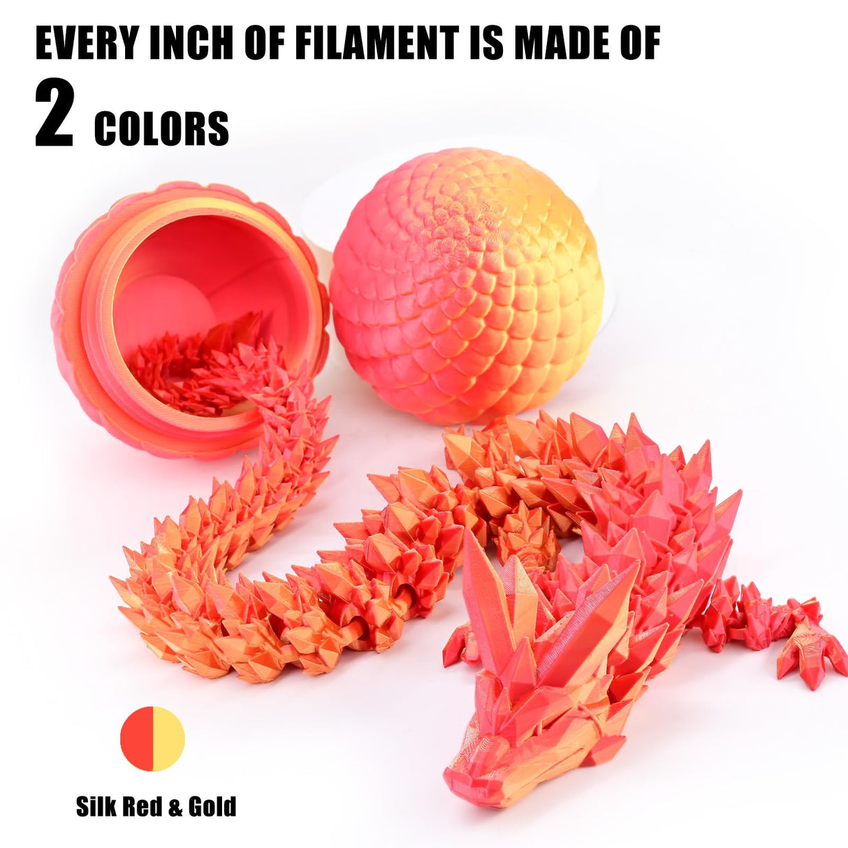 OVV3D PLA Filament 1.75mm, Red Gold 3D Printer Filament Silk PLA Dual Color PLA Filament, Red Gold PLA Filament, Color Change Every Inch Filament 3D Printer Filament +/-0.02mm, 1kg/2.2lb OVVNYXE